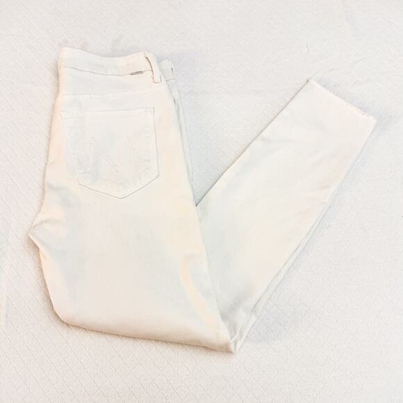 Mother High Waisted Looker Ankle Fray Glass Slipper White Denim Jeans Size 27 - Picture 11 of 11